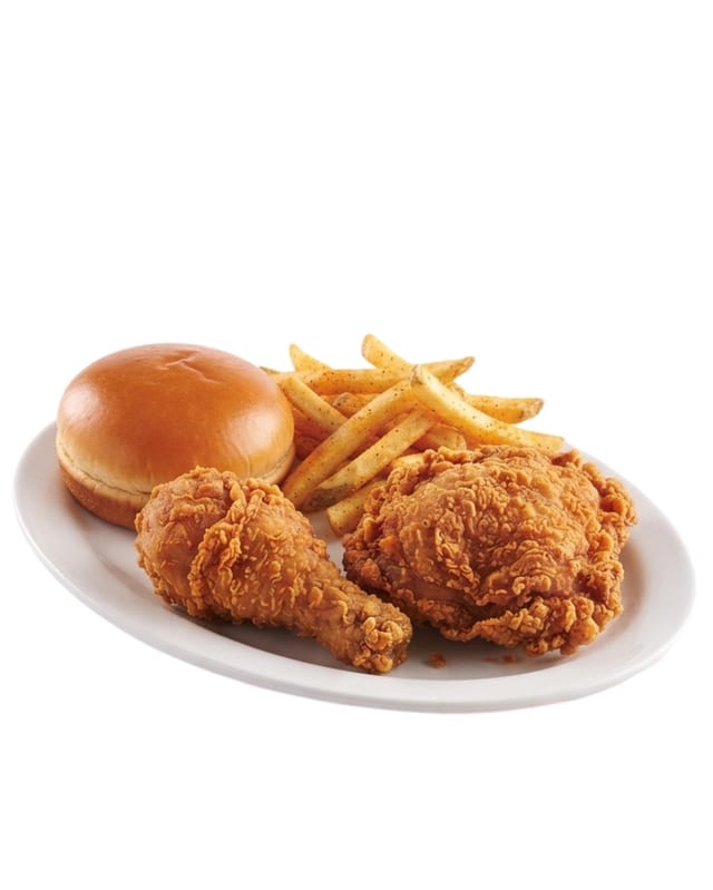 2 Pcs Dark Leg and Thigh (Bun and Fries).