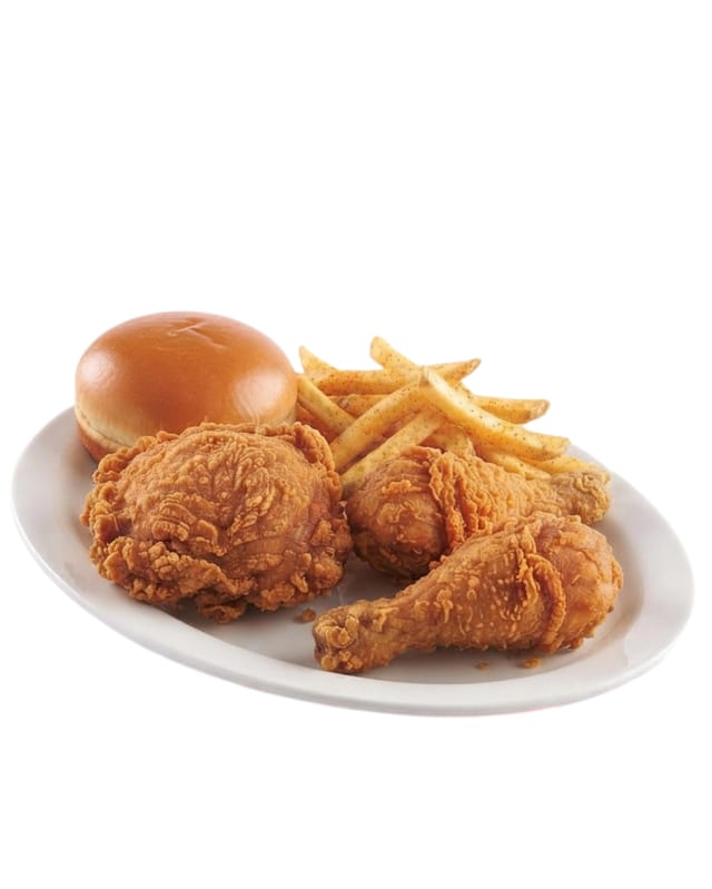 3 Pcs Dark Leg and Thigh (Bun and Fries).